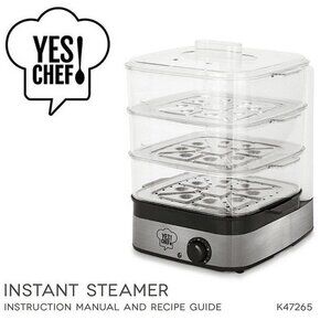 NIB Yes Chef! 3-Tier Instant Food Steamer With 1-Liter Water Tank Red K47265 QVC